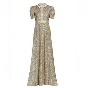 Theia Sequin Shirt Dress